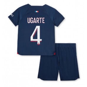 Paris Saint-Germain Manuel Ugarte #4 Hjemmebanesæt Børn 2023-24 Kort ærmer (+ korte bukser)